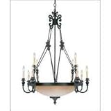 12 Light Chandelier - Antique Copper Finish : Cream Scavo Glass