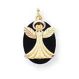 10k Tri-color Black Hills Gold Onyx Angel Pendant
