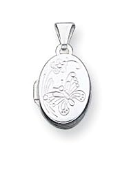 Sterling Silver Butterfly Oval Locket