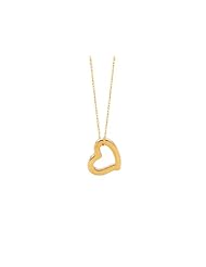 14K Yellow Gold Open Heart Pendant on a 18 Inch Chain