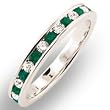 Women's Emerald Swarovski Crystal Brass Rhodium Plated Ring, Size: 5-10