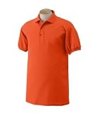 Personalized custom embroidered golfer design on polo shirt, mens small, orange