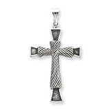 Sterling Silver Antiqued Cross Pendant with 20 Inch Sterling Silver Chain