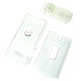 PCMICROSTORE Brand Motorola W385 Translucent Clear Snap-on Crystal Case Cover with Removable Ratcheting Belt Clip