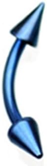 16g Blue Titanium Anodized Over Surgical Steel Curved Barbell Eyebrow Ring Body Jewelry Piercing with Spikes 16 Gauge 5/16" Nemesis Body JewelryTM