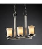 IMAGE OF Justice Design Group GLA-8777-16-GLDC-NCKL Dakota Veneto Luce 3 Light Single Tier Chandelier in Brushed Nickel with Gold wClear Rim glass