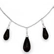 14K WHITE GOLD W/DIAMOND AND BLACK ONYX NECKLACE D-.10