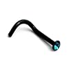 Nose Screw - Nose pin 1.0mm with swarowski crystal - 2.25mm gem - Black steel - Nose Stud - Nose jewellery - Turquoise