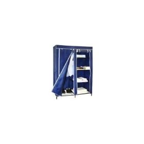 Navy Blue Double Bedroom Furniture Portable Storage Wardrobe Cupboard with 5 SHELVES