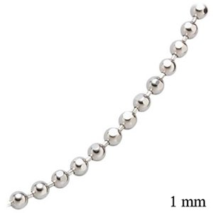 1mm Dainty Diamond Cut Sterling Silver and Rhodium Bead / Ball Chain in 16" and 18" Lengths, #8419