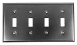 AW4BP - Four Toggle Switch Plate - Smooth Black Iron-Steel