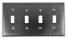 Tools & Hardware : AW4BP - Four Toggle Switch Plate - Smooth Black Iron-Steel