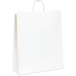 White Paper Shopping Bags, 16inch W x 6inch D x 19-1/4inch H
