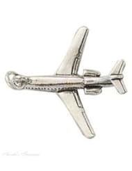 Sterling Silver 3D 727 Jet Airplane Transportation Charm