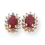 14k .04ct Diamond and Ruby Birthstone Earrings