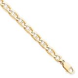10k 7mm Hand-Polished Anchor Link Chain Bracelet - 8 Inch - Lobster Claw - JewelryWeb