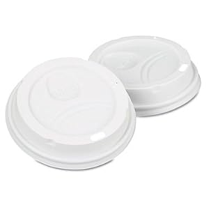 Dixie Dome Drink-Thru Lids, Fits 10, 12 & 16 oz. Paper Hot Cups, White, 50/Pack (DXE9542500DXPK)