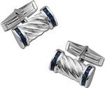 Mens Sapphire Serling Silver Cuff Link