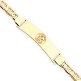 14K Boston Red Sox Med Pol Logo Id Bracelet W/Anchor Link