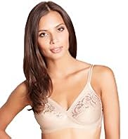 Floral Embroidered Crossover Non-Wired Non-Padded Full Cup Bra