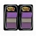 Post-it&reg; Flags, 1 Inch, Ideal For Marking and Flagging Paper Documents, Purple, 50 per Dispenser, Two Dispensers per Pack