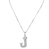 Sterling Silver J Initial Pendant & Chain 18