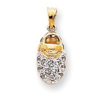 14k and Rhodium Prong-Set March Aquamarine Baby Shoe Charm by West Coast Jewelry