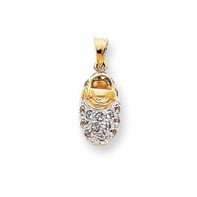 14k and Rhodium Prong-Set March Aquamarine Baby Shoe Charm by
