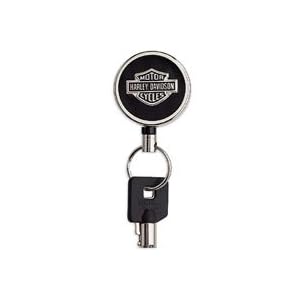 Harley-Davidson� Mens Bar and Shield Logo Medallion Key Chain Reel Fob. Leather inlay. 99468-10VM