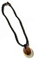 Mother of Pearl Shell Exotic Wood Beaded Necklace P35-B