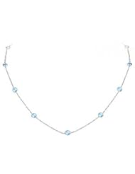 14k Swiss Round Blue Topaz Stone By The Yard Necklace (1.20 cts.tw.)