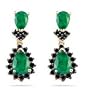 0.85 Ct AA Black Diamond & 1.50 Cts Emerald Earrings in 14K Gold