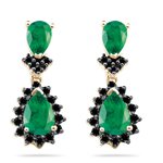 Click here to buy 0.85 Ct AA Black Diamond and 1.50 Cts Emerald Earrings in 14K Gold by MyBlackDiamond.