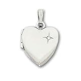 18in Rhodium-plated .01 Ct. Diamond Heart Locket Necklace