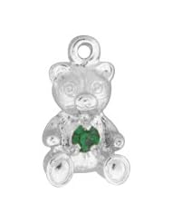 Bear Charm with Emerald Birthstone