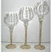Americana Set of 3 Clear Hurricane Classes w/ Gold Trim