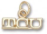 TCU Horned Frogs Solid 10K Gold ''TCU'' 3/16'' Pendant