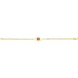 14K Gold Red Enamel Childrens Medical ID Bracelet 6