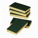 Scour Sponge, Nylon/Cellulose, 5/PK, Yellow/Green