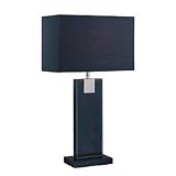 Lite Source LS-21282BLK/BLK Remigio Table Lamp, Black Leather Body with Black Fabric Shade