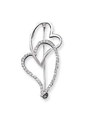 Sterling Silver CZ Heart Pin