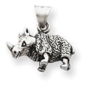 Sterling Silver Antiqued Rhino Charm