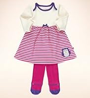 2 Piece Cotton Rich Striped Dress Tights Outfit