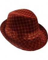 Outer Rebel Fashion Fedora Hat- Red Plaid Velour