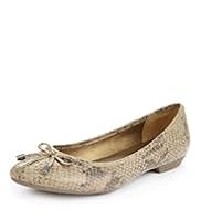 Footglove™ Original Leather Wide Fit Snakeskin Print Ballerina Shoes