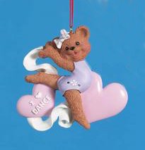 "I Love Dance" Bear In Purple Leotard Christmas Ornament #W30198