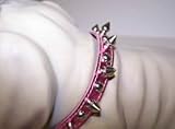 Omni Pet No.6079MPK14 Pink Metallic Dog Collar with Metal Spike and Studs 14in x 0.5in width