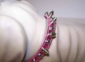 Omni Pet No.6079MPK12 Pink Metallic Dog Collar with Metal Spikes and Studs 12in x 0.5in width