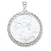 Sterling Silver 40.6 x 3.1mm Rope Coin Bezel Pendant