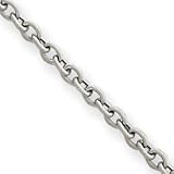 14k White Gold 3.0mm Textured Rolo Chain Necklace - 24 Inch